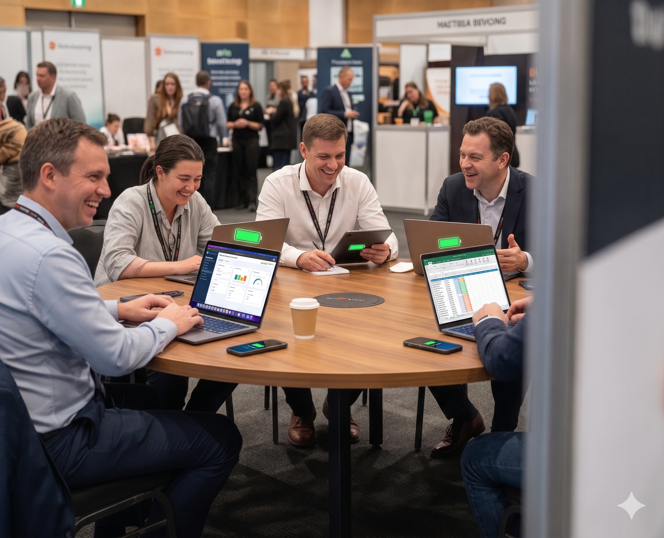 After — clean, powered conference table with Hot Tables